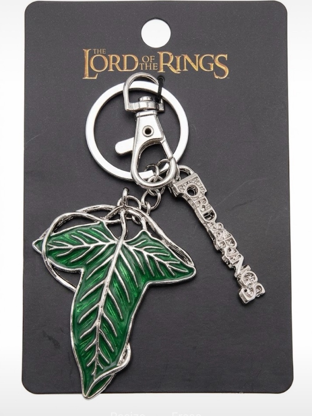 New The Lord of the Rings Green Leaf Keychain Steel